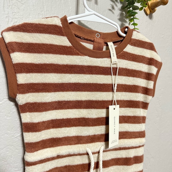 Quincy Mae Terry Retro Romper in Amber Stripe 0-3 NWT - Picture 4 of 6